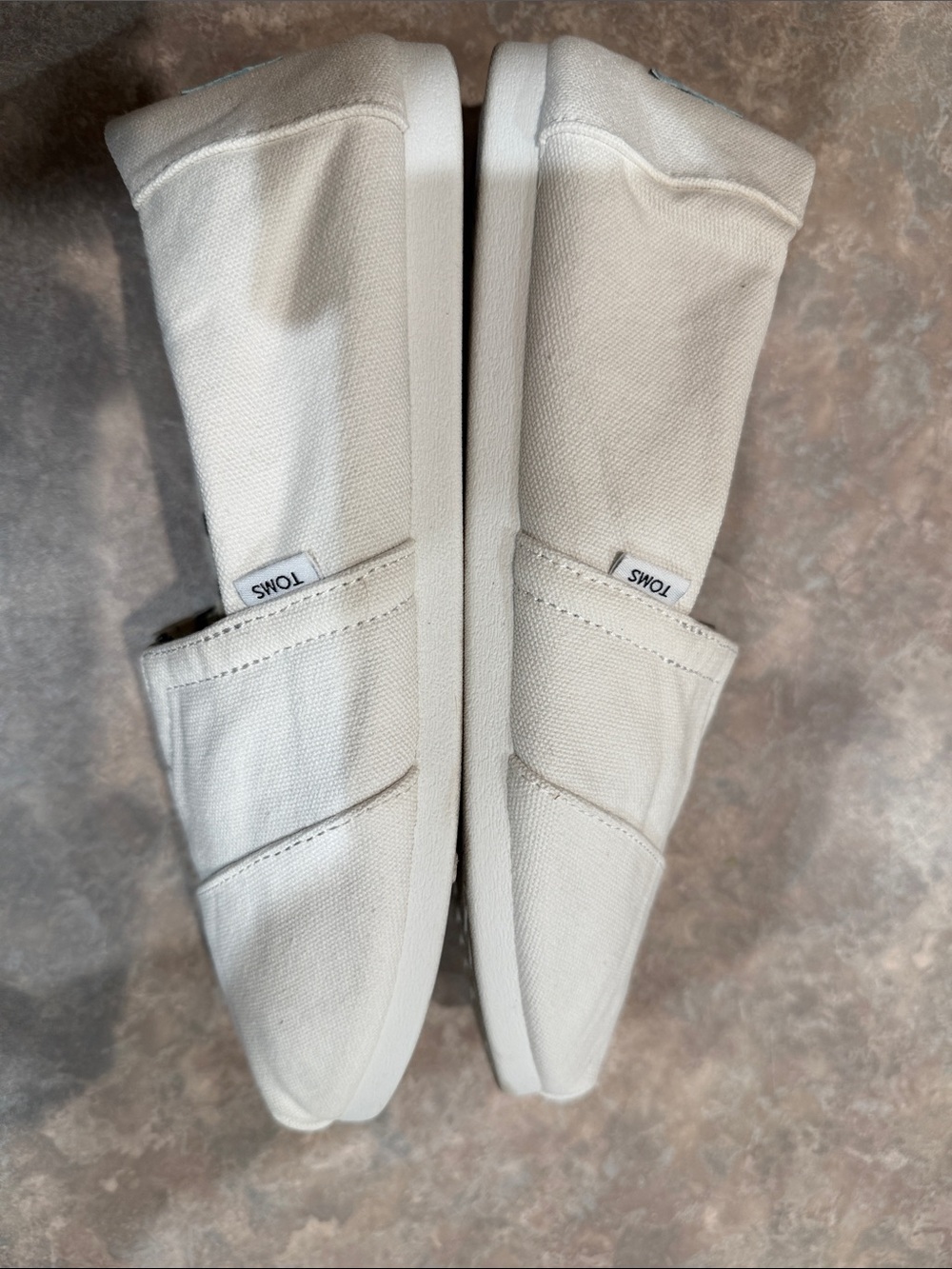 Toms Off-White Canvas Slip-On Shoes - Picture 4 of 6